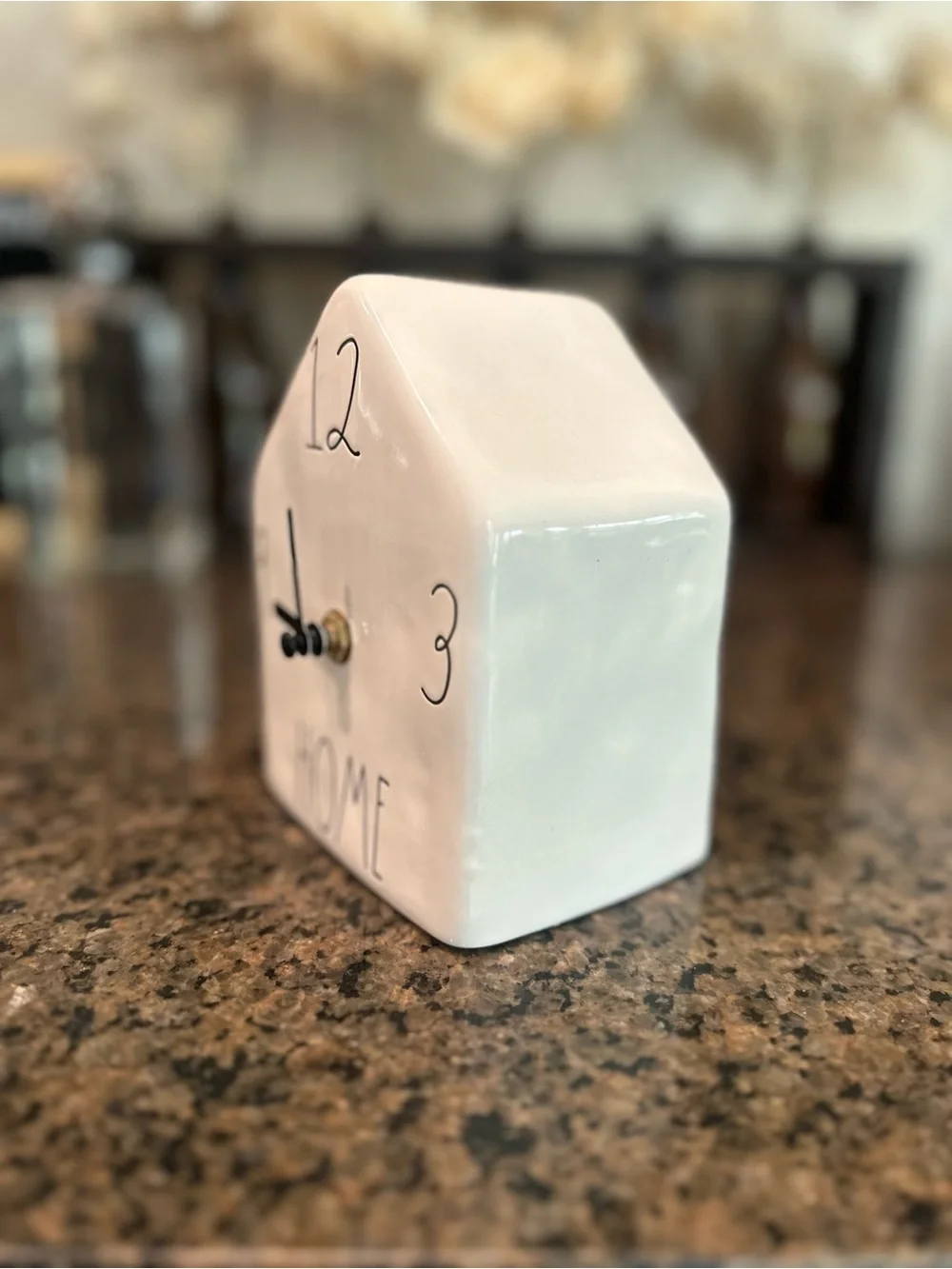 Rae Dunn White 'Home' Ceramic House Clock